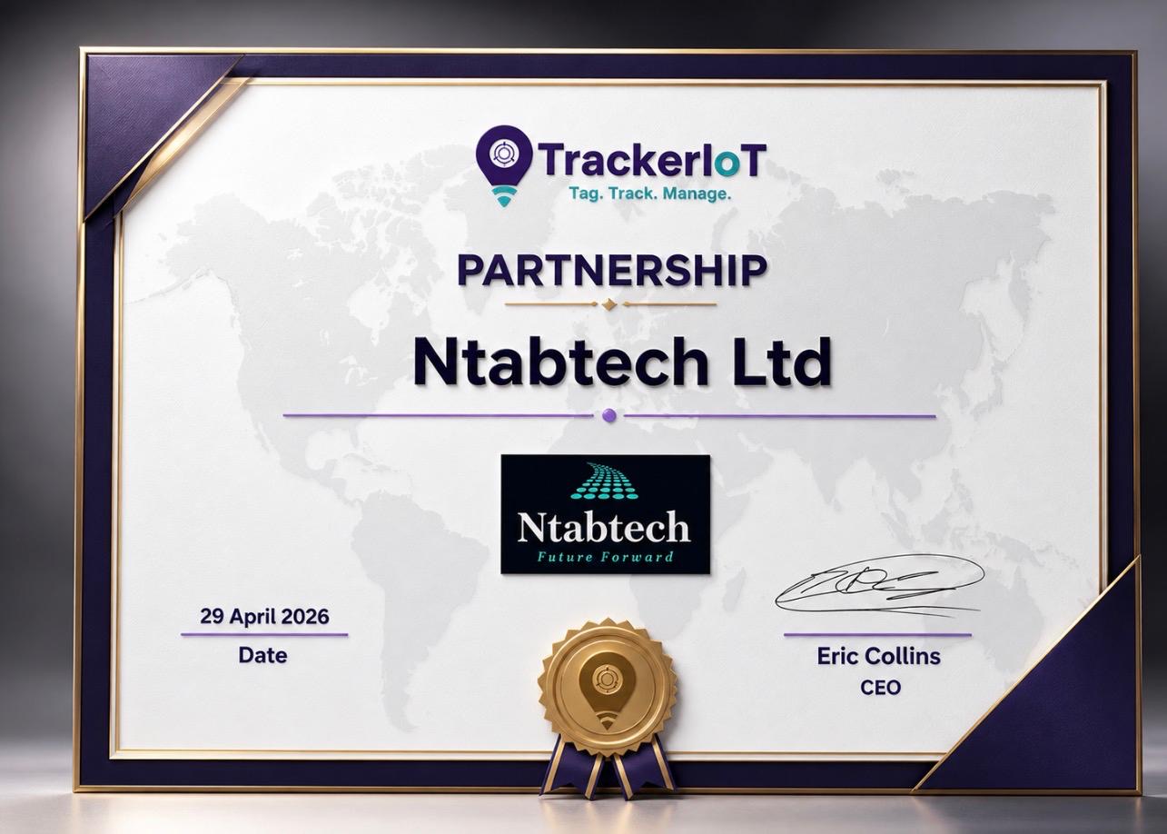 TrackerIoT x Ntabtech Ltd Partnership Certificate